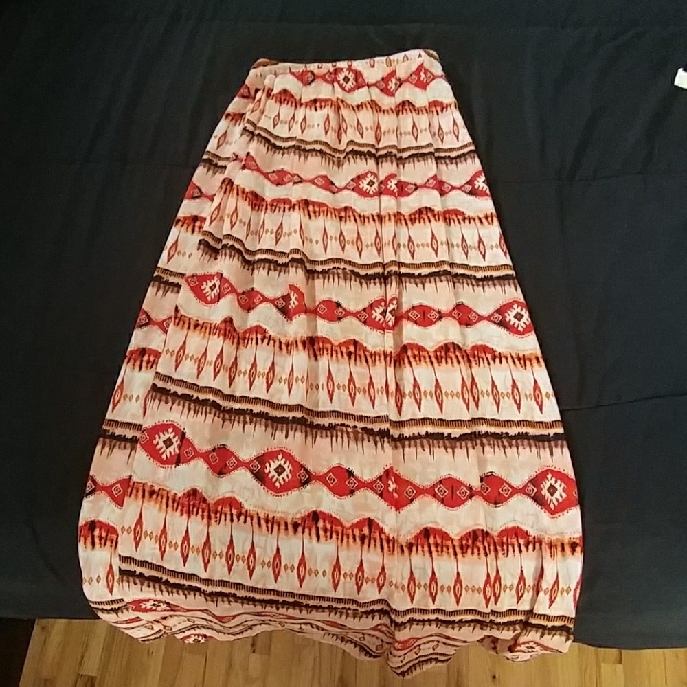 Orange Boho Maxi Skirt